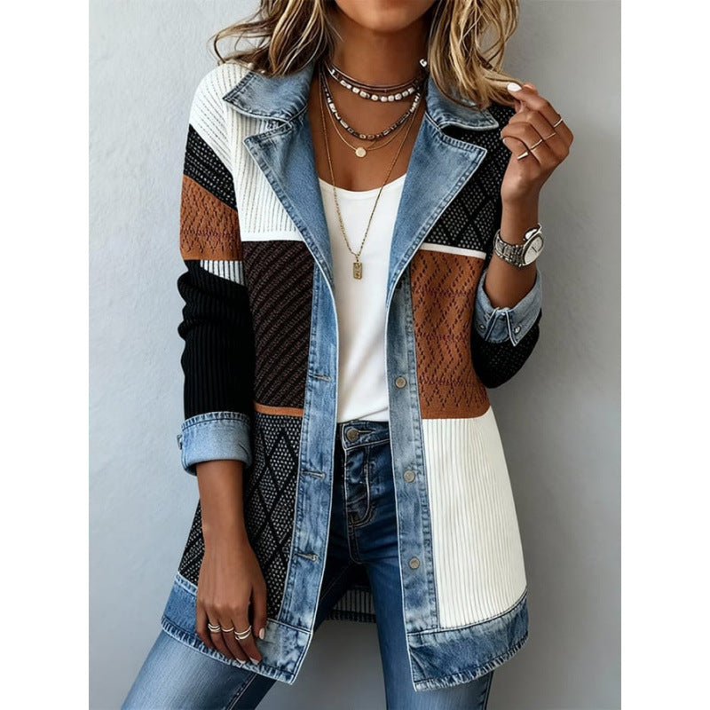 Ylva | Trendy jacket with denim details in a modern design