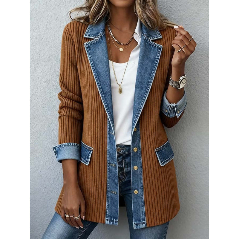 Ylva | Trendy jacket with denim details in a modern design