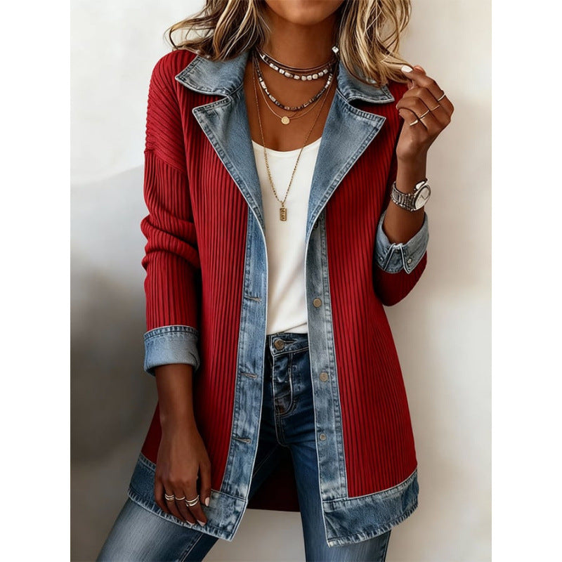 Ylva | Trendy jacket with denim details in a modern design