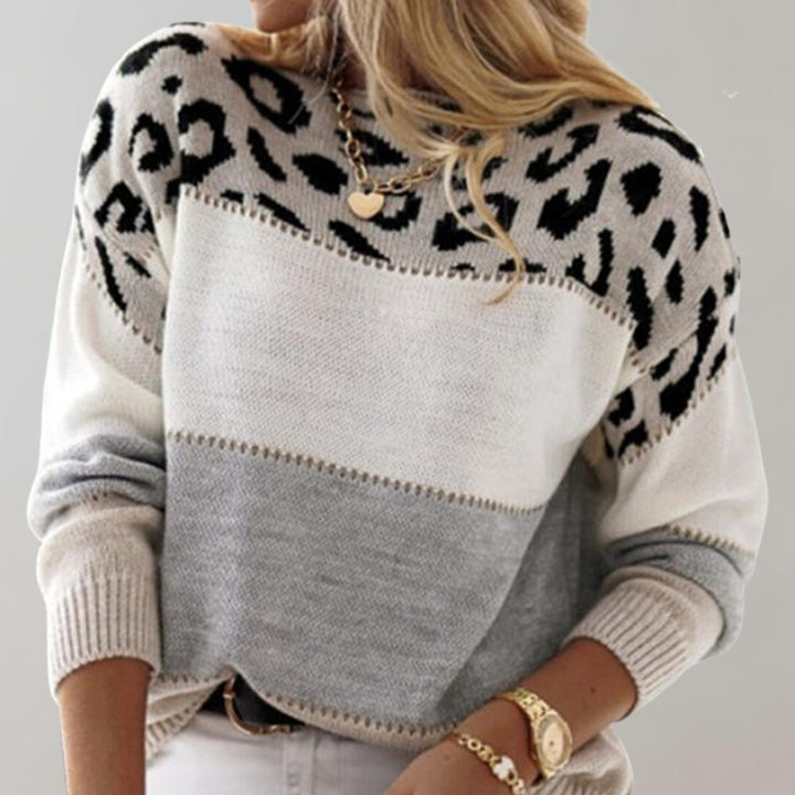 Arellia | Chic Leopard Patchwork Sweater