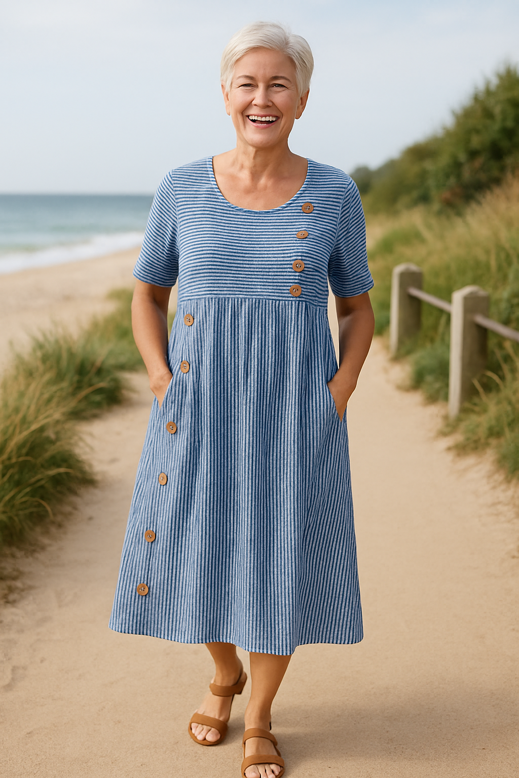 Brienne | Striped Midi Dress
