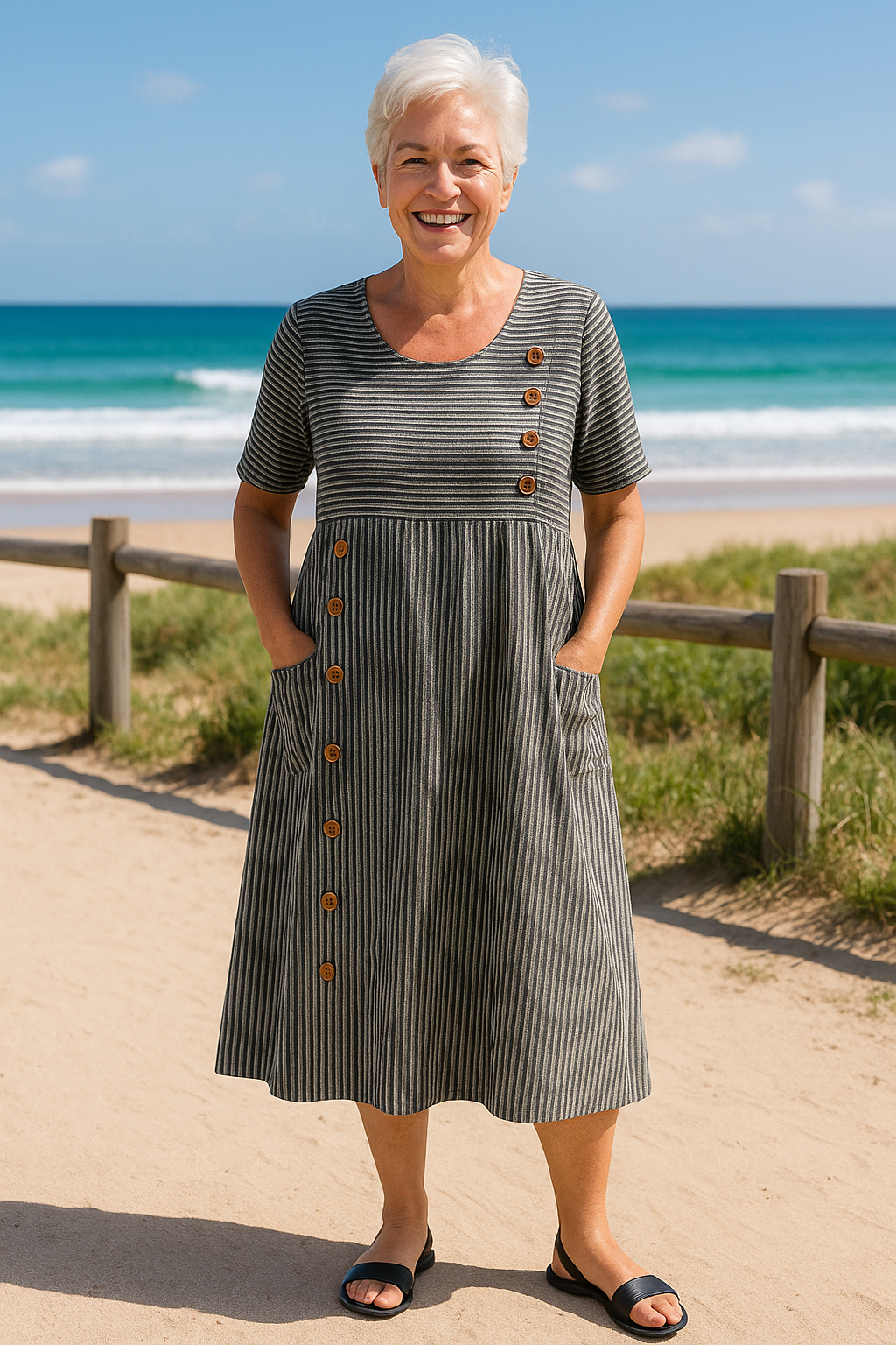 Brienne | Striped Midi Dress