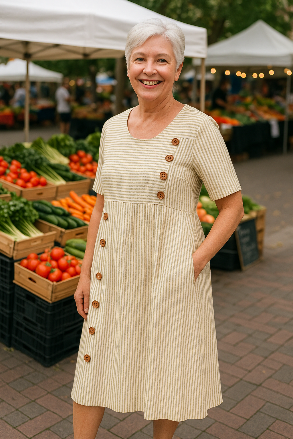 Brienne | Striped Midi Dress