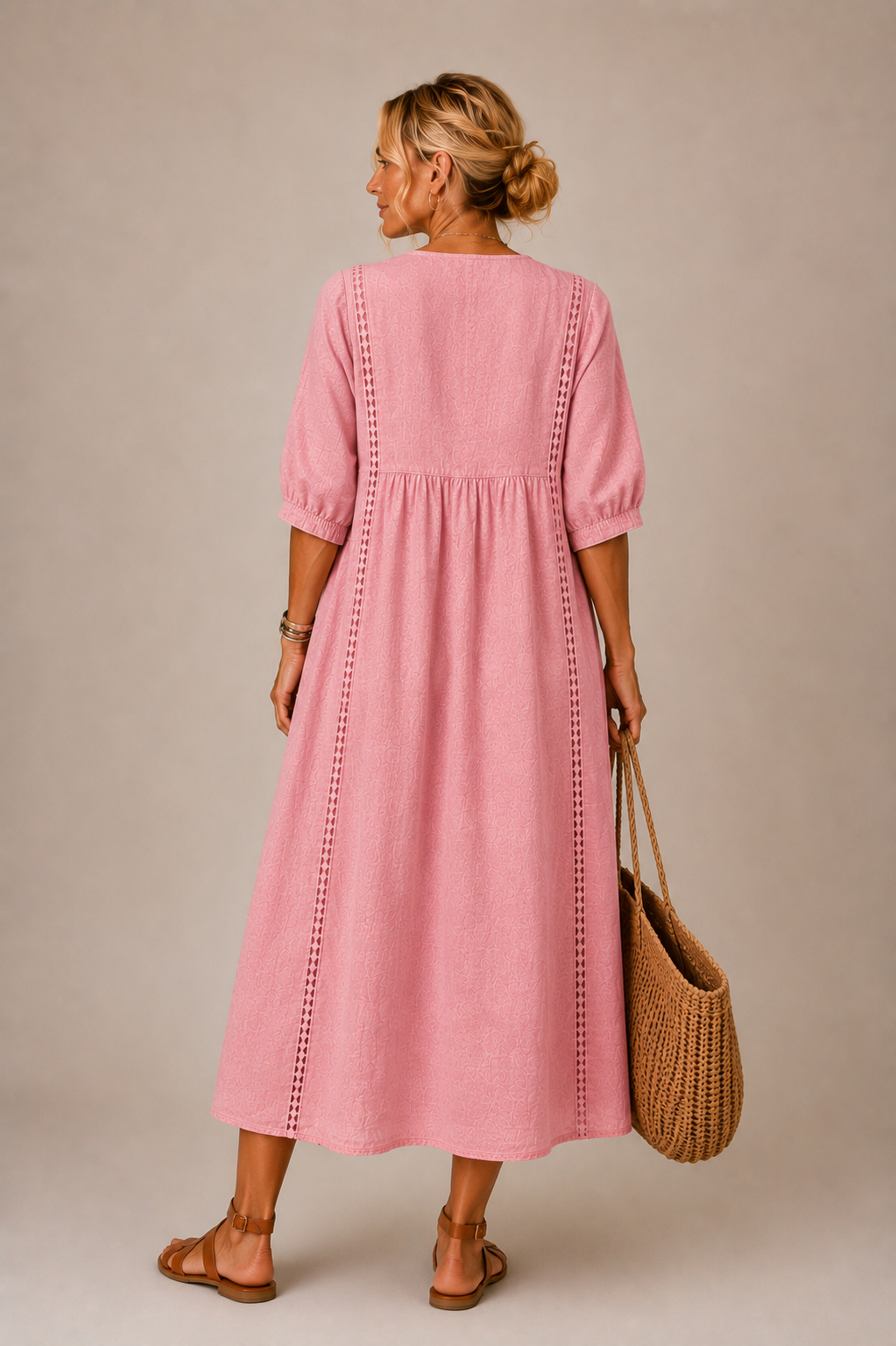 Verlaine | Linen-cotton dress with lace