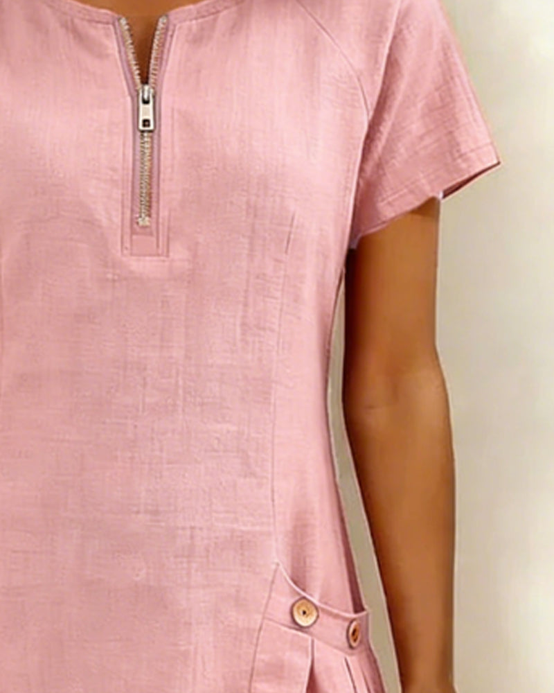Romy | Cotton dress with zipper