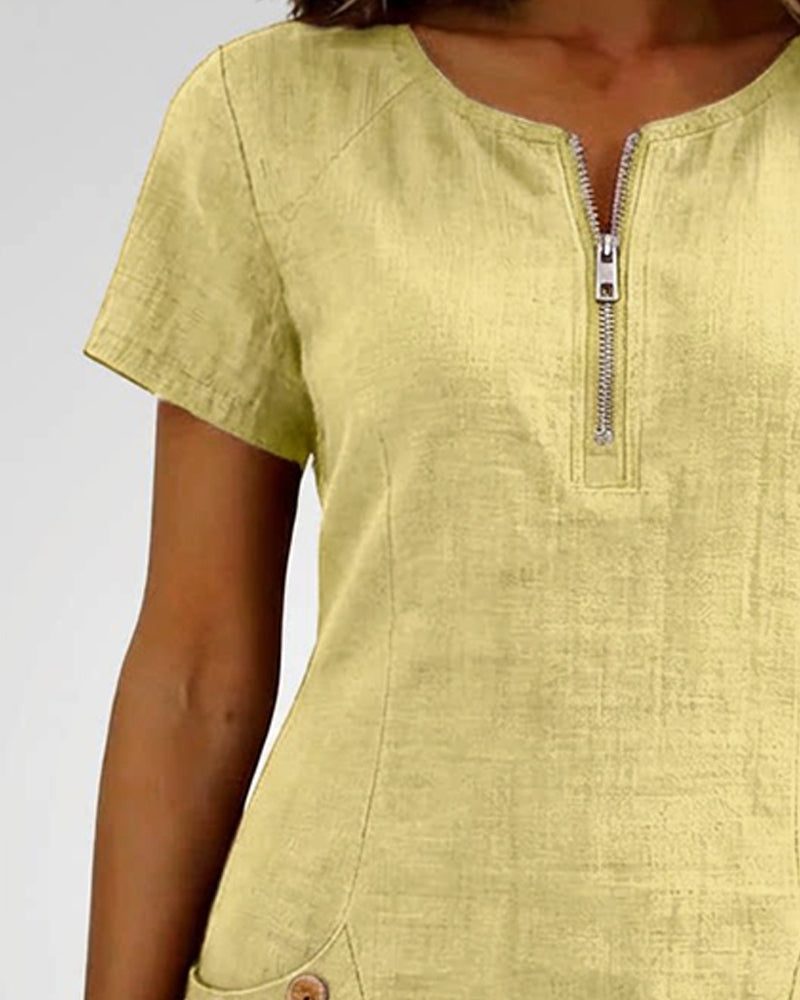 Romy | Cotton dress with zipper