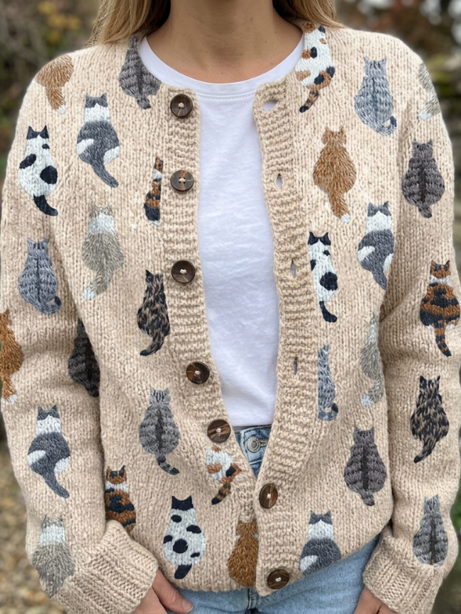 Celine | The Cat Print Cardigan