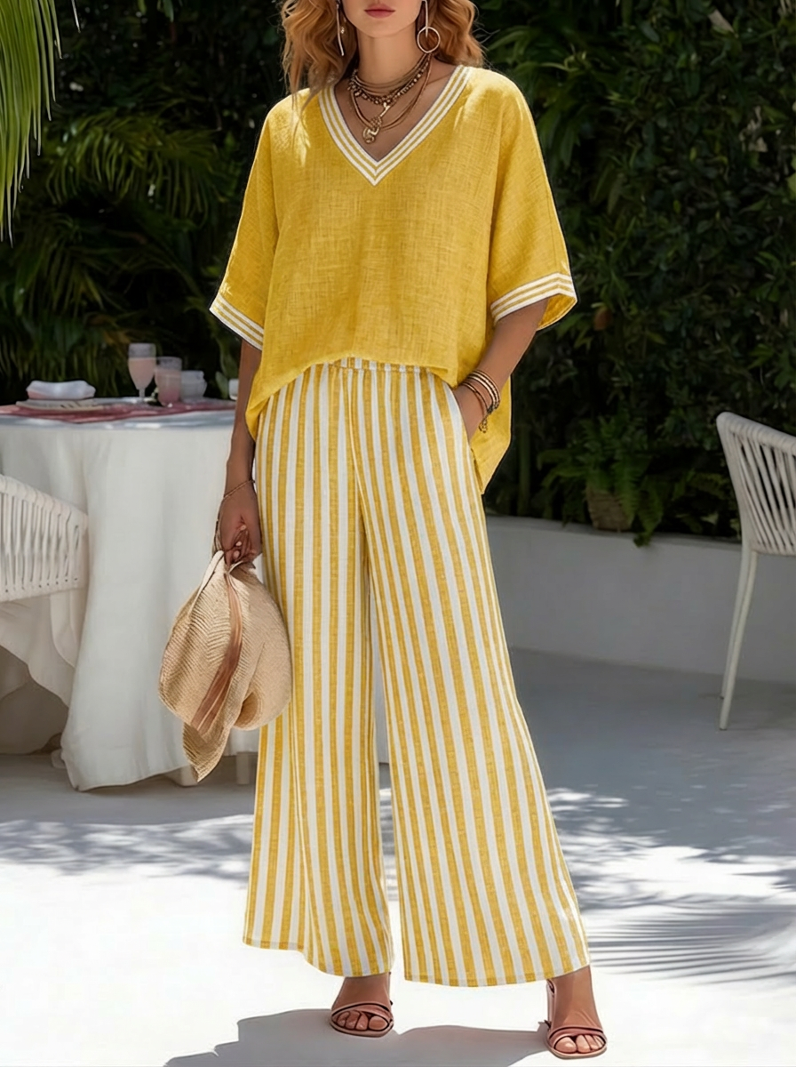 Alira | Striped Linen Duo Set