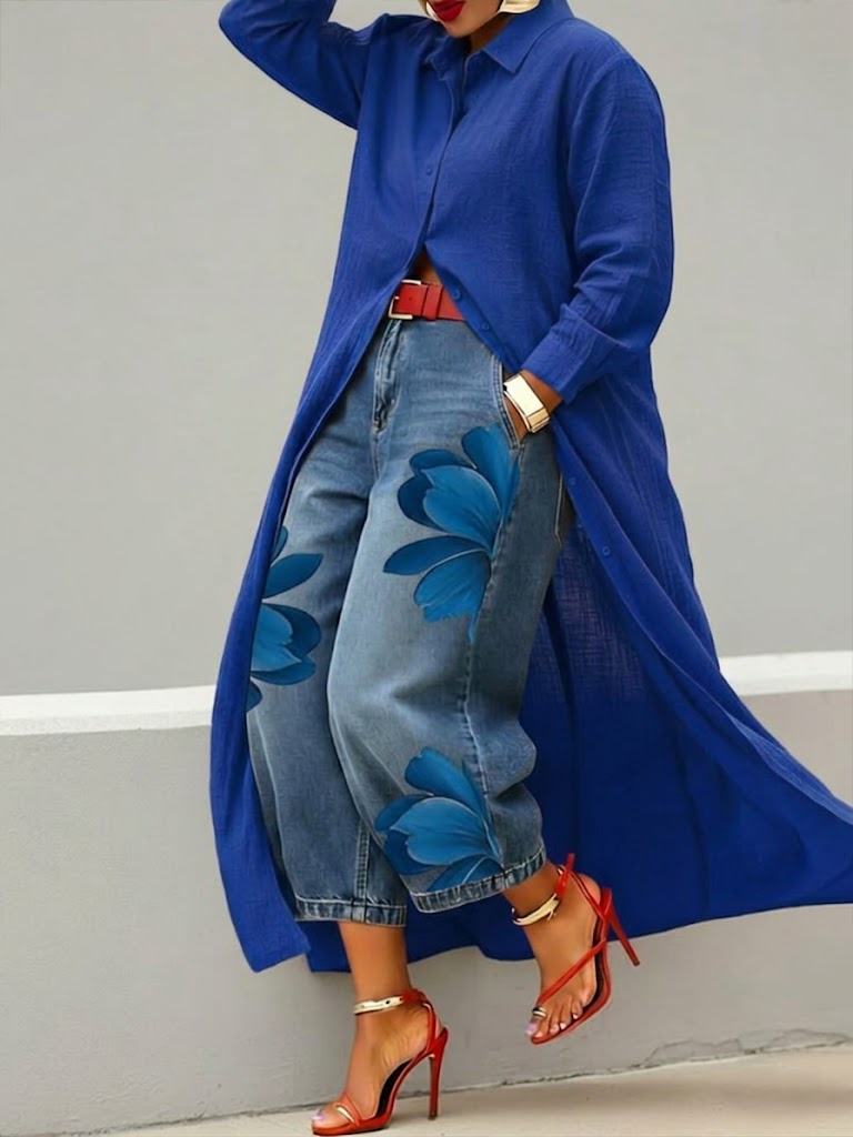 Marilou | Linen Dress & Floral Denim Set