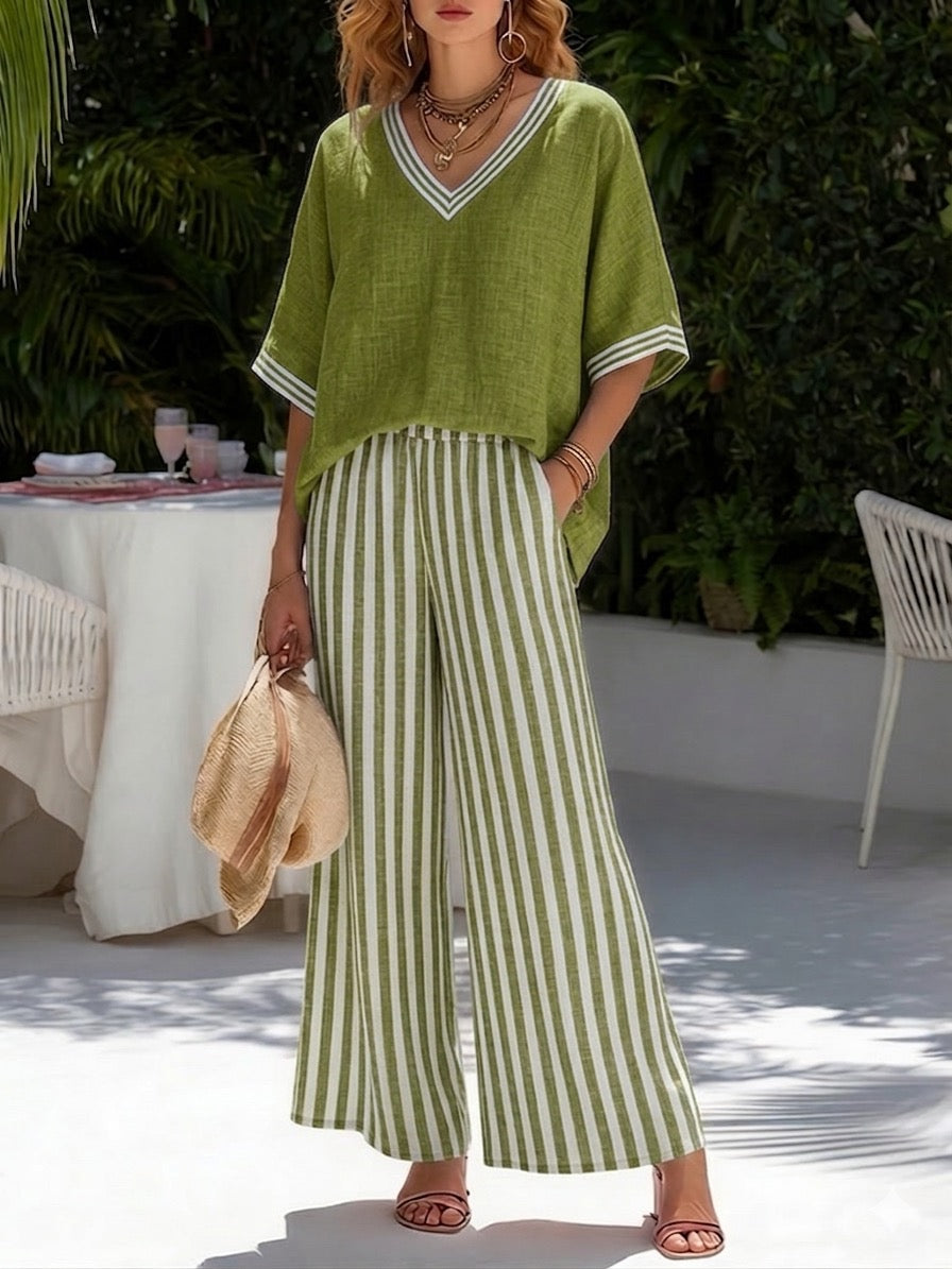 Alira | Striped Linen Duo Set