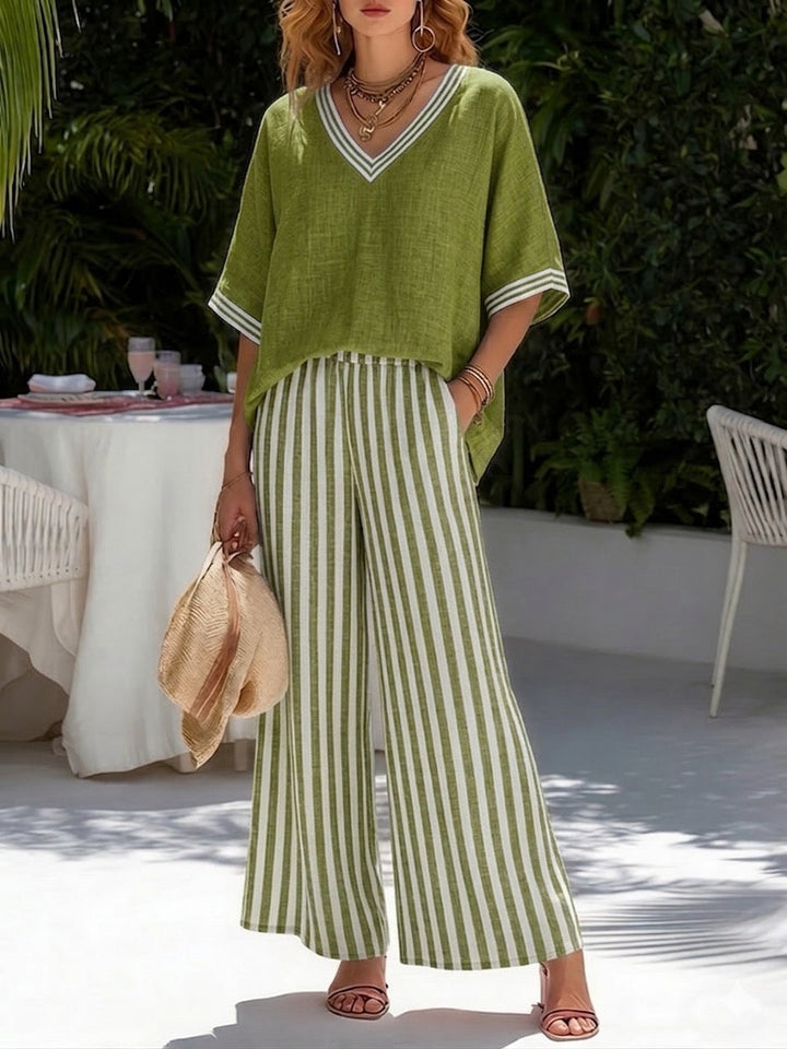Alira | Striped Linen Duo Set