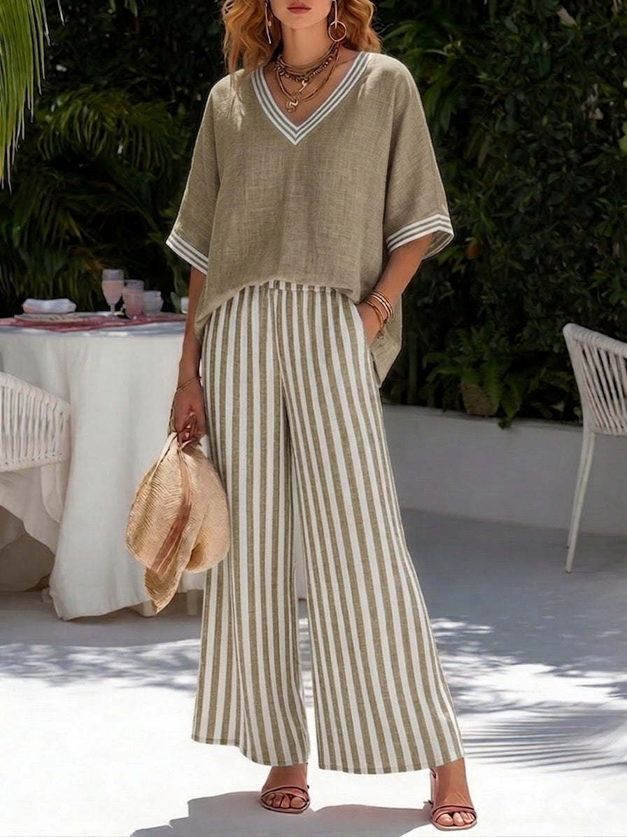 Alira | Striped Linen Duo Set