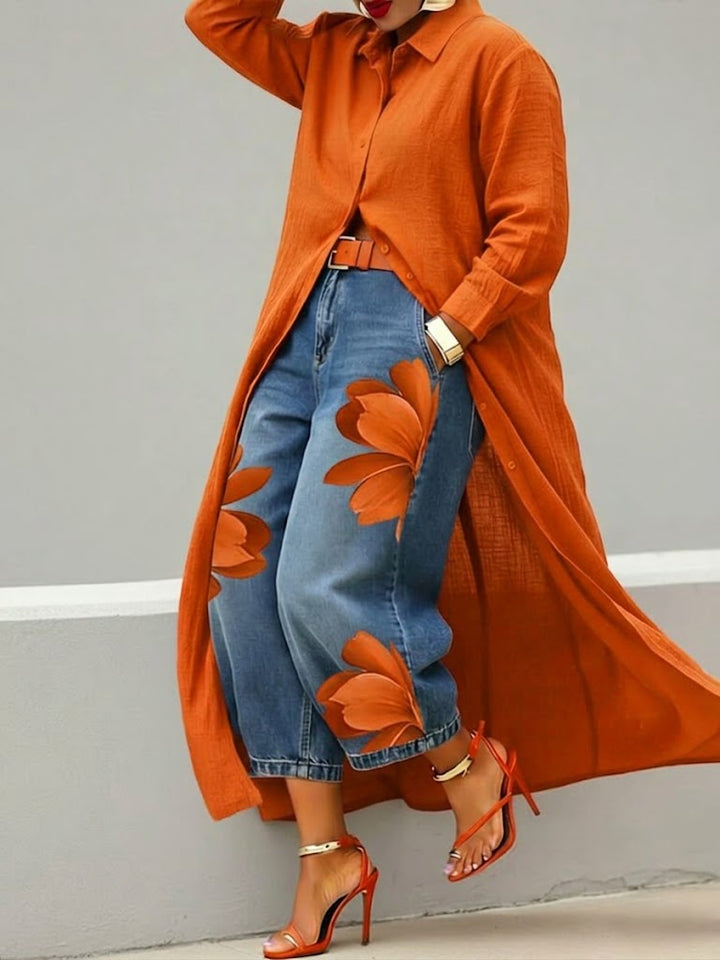Marilou | Linen Dress & Floral Denim Set
